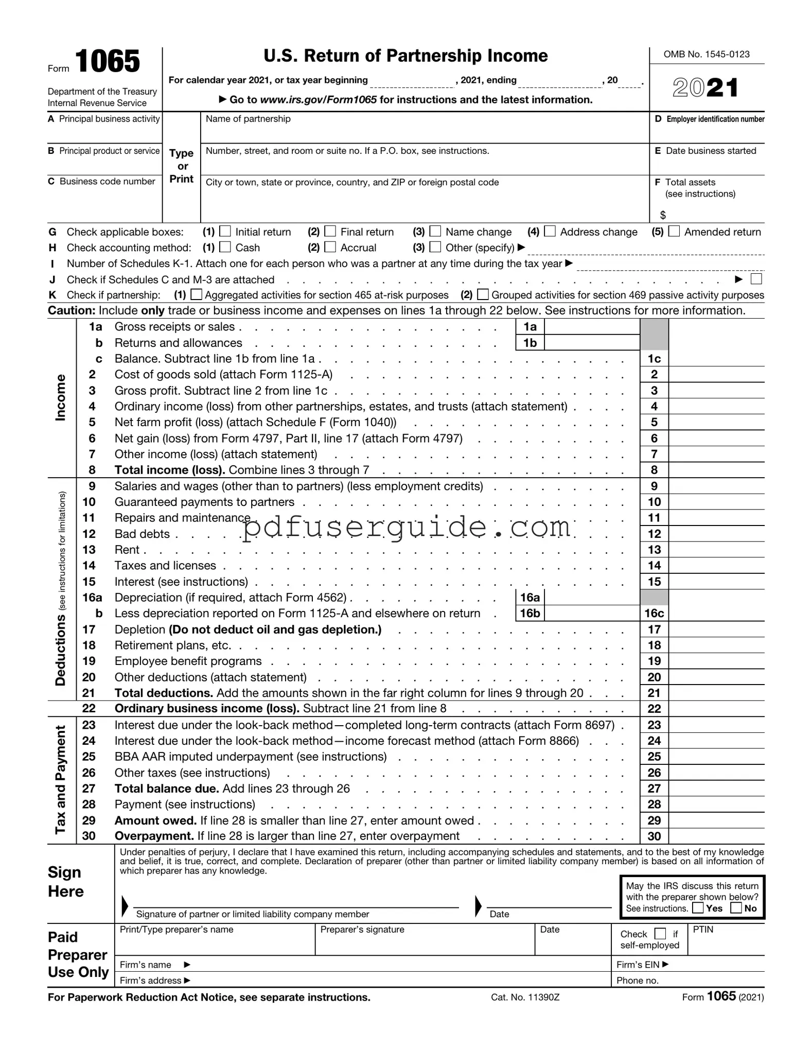 Free IRS 1065 Form in PDF
