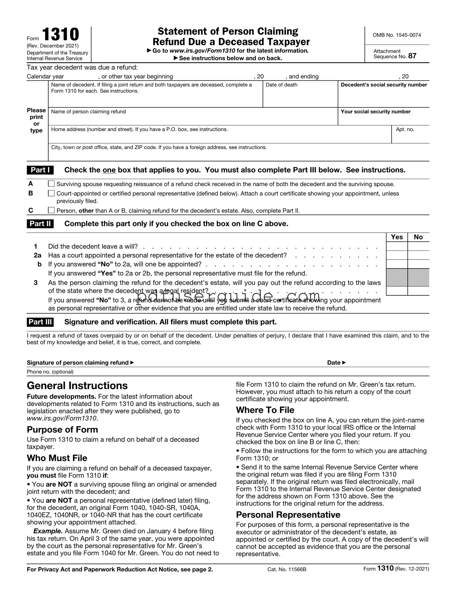 Free IRS 1310 Form in PDF