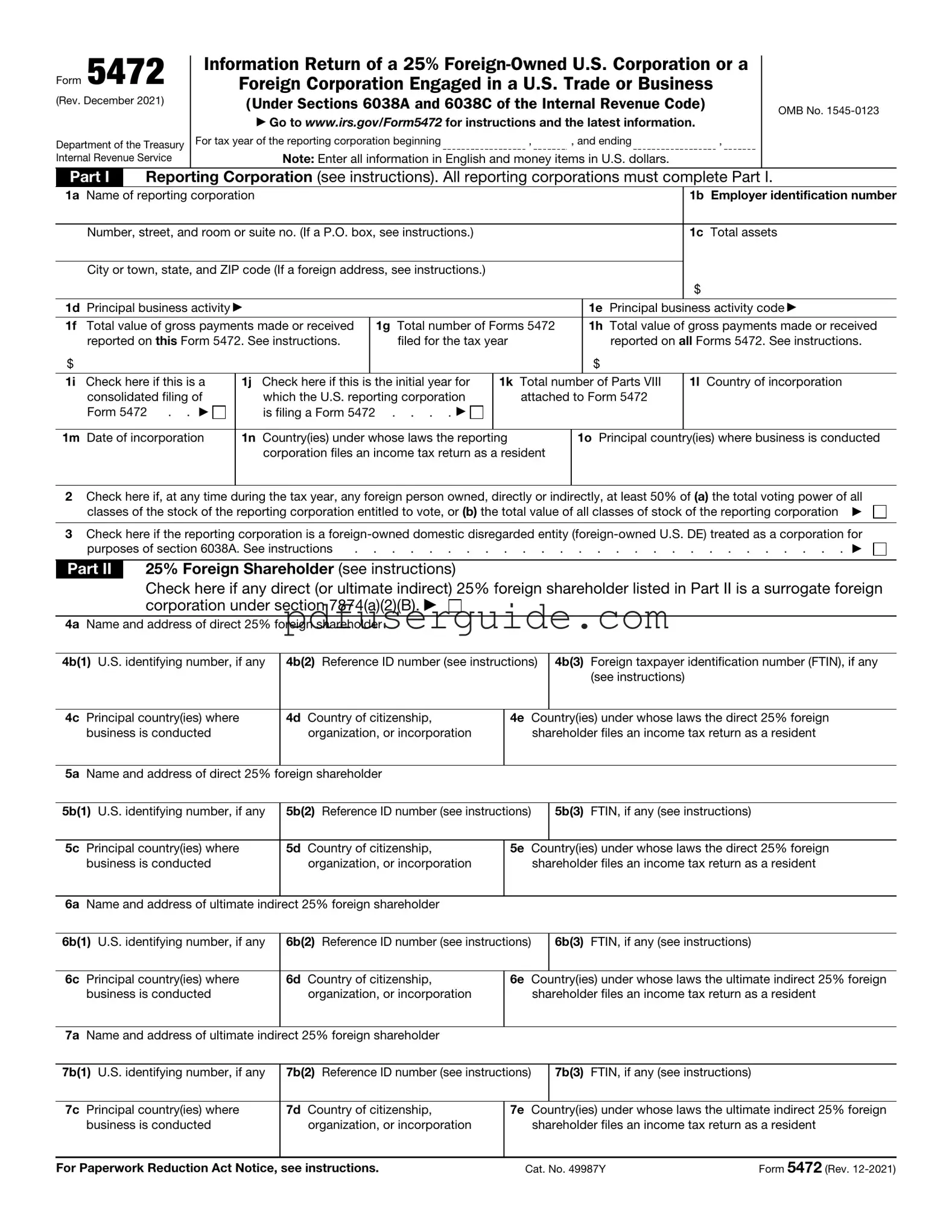 Free IRS 5472 Form in PDF