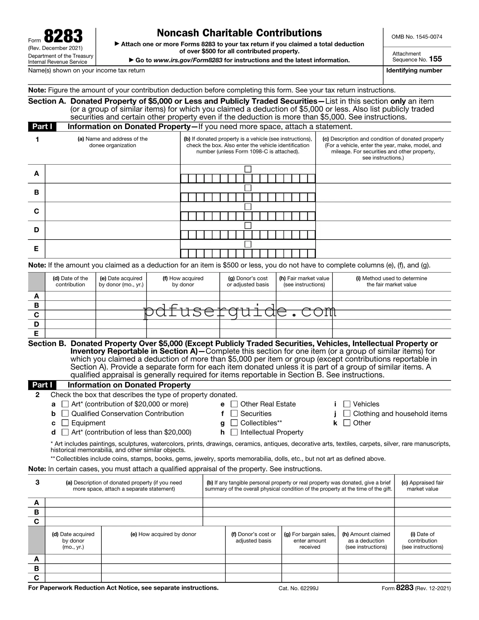 Free IRS 8283 Form in PDF
