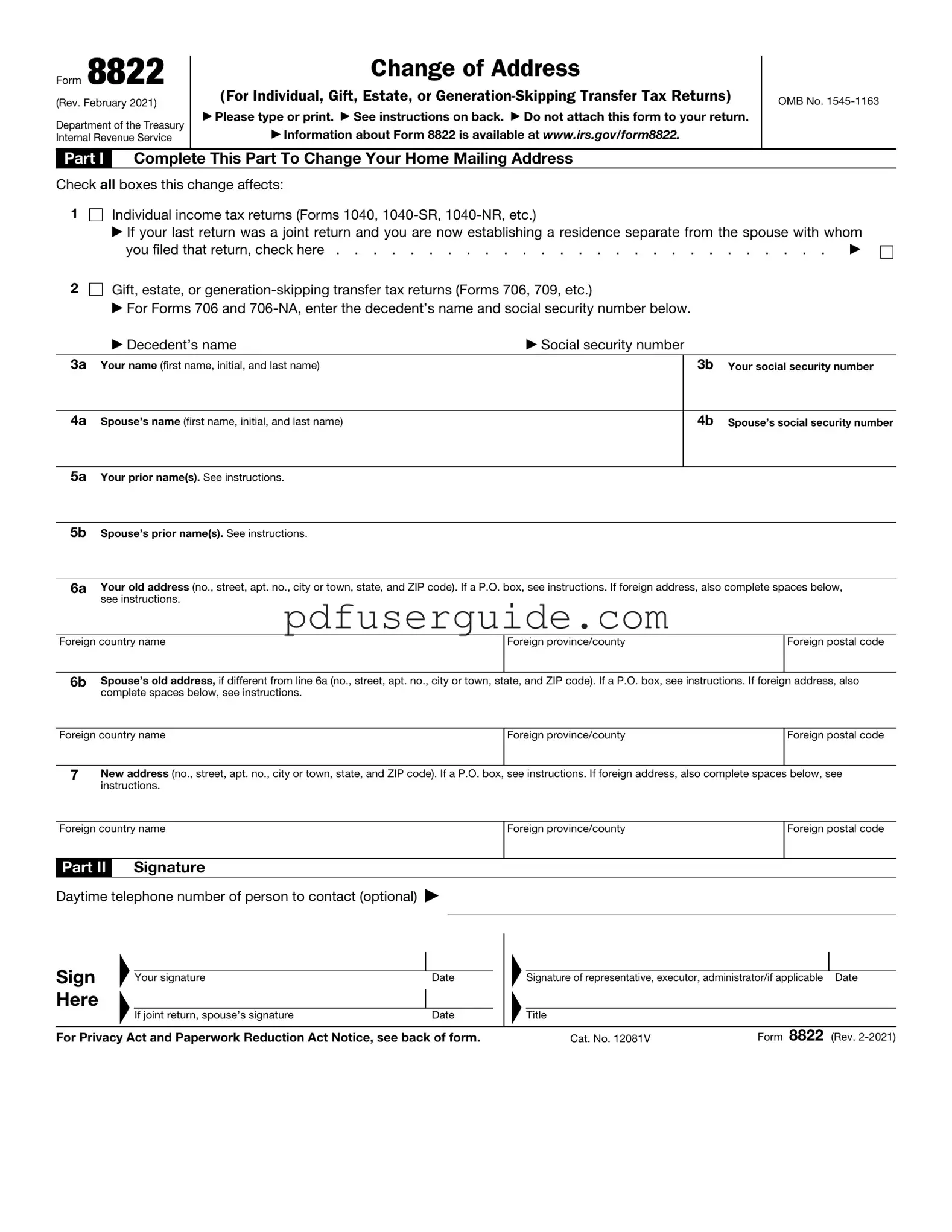 Free IRS 8822 Form in PDF