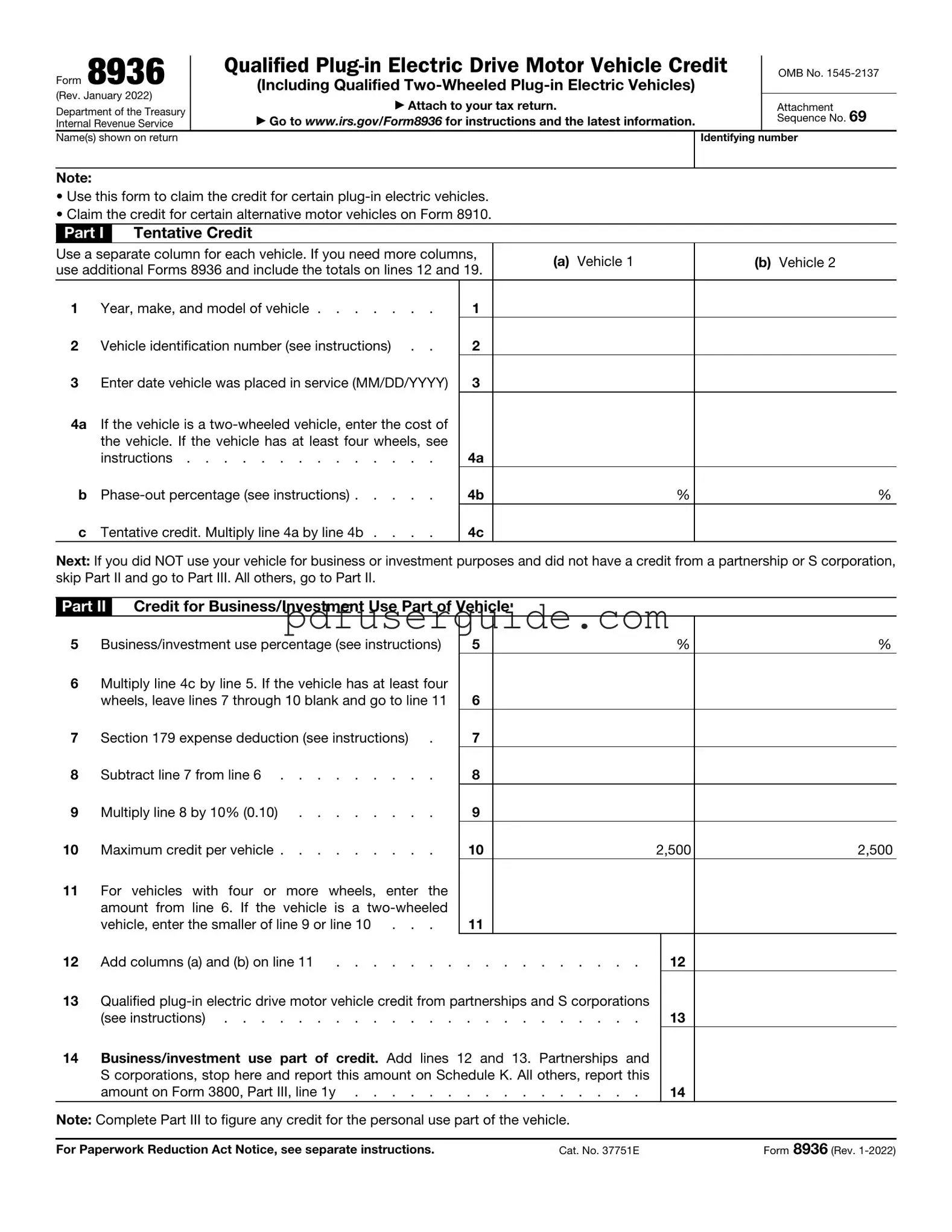 Free IRS 8936 Form in PDF