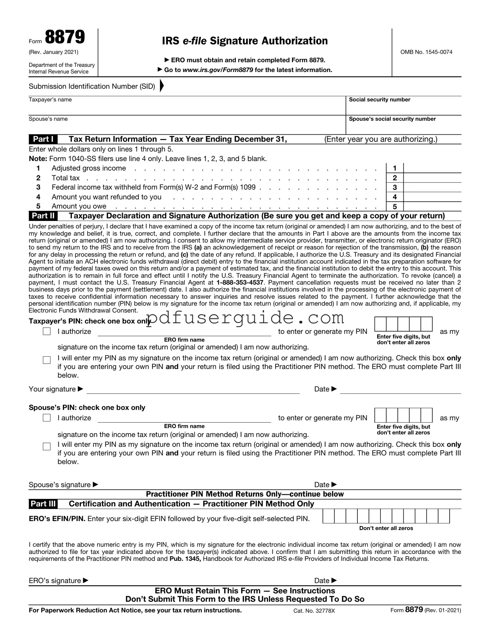 Free IRS 8879 Form in PDF