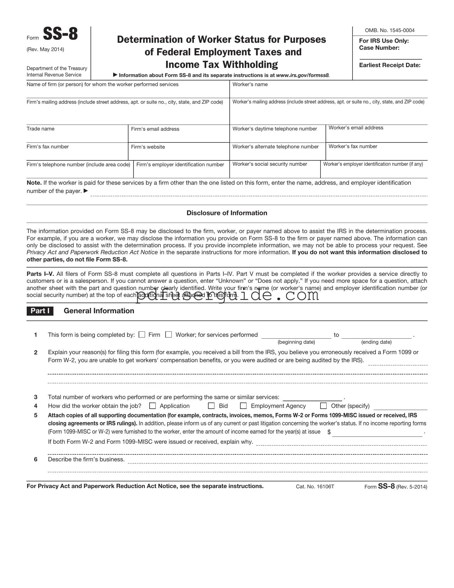 Free IRS SS-8 Form in PDF