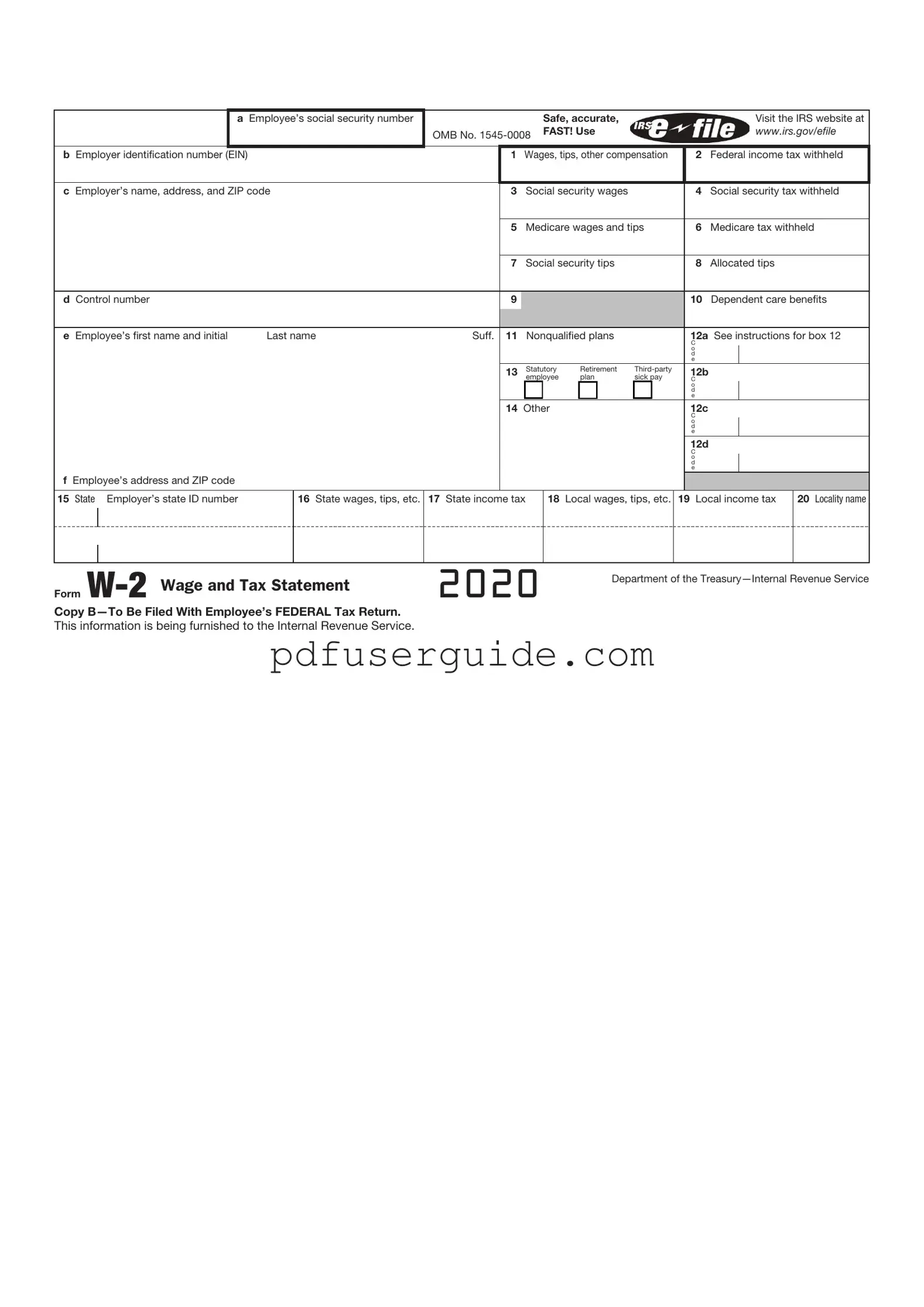 Free IRS W-2 Form in PDF