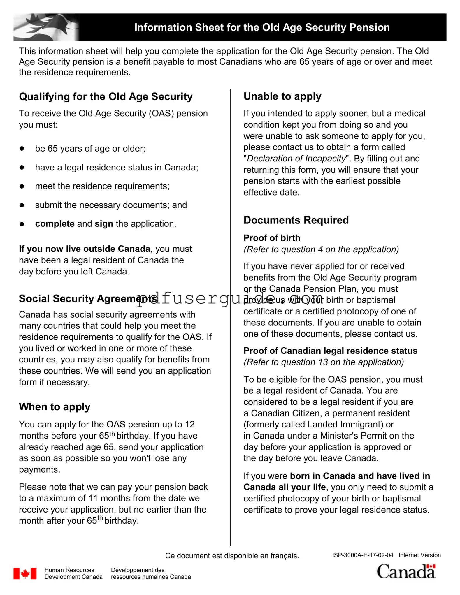 Free Isp 3000 Oas Application Form in PDF