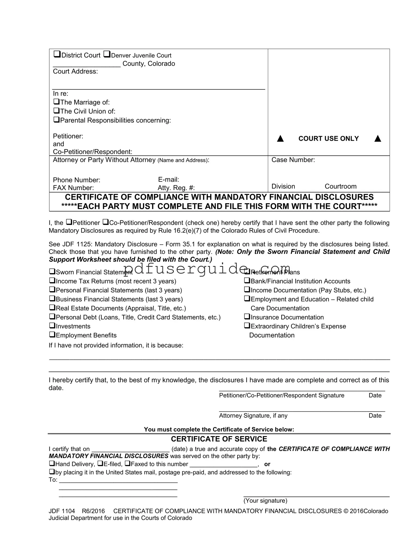 Free Jdf 1104 Form in PDF