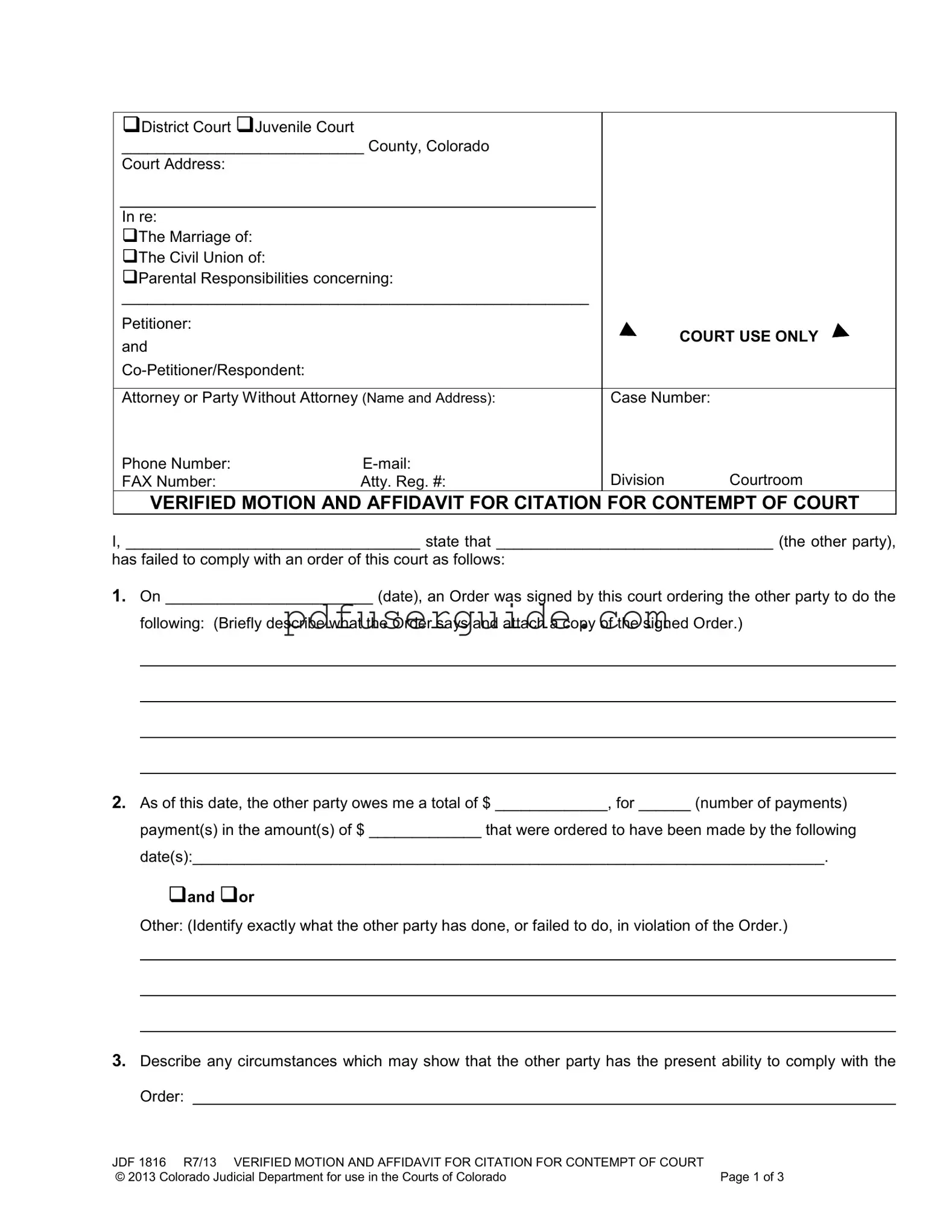 Free Jdf 1816 Form in PDF