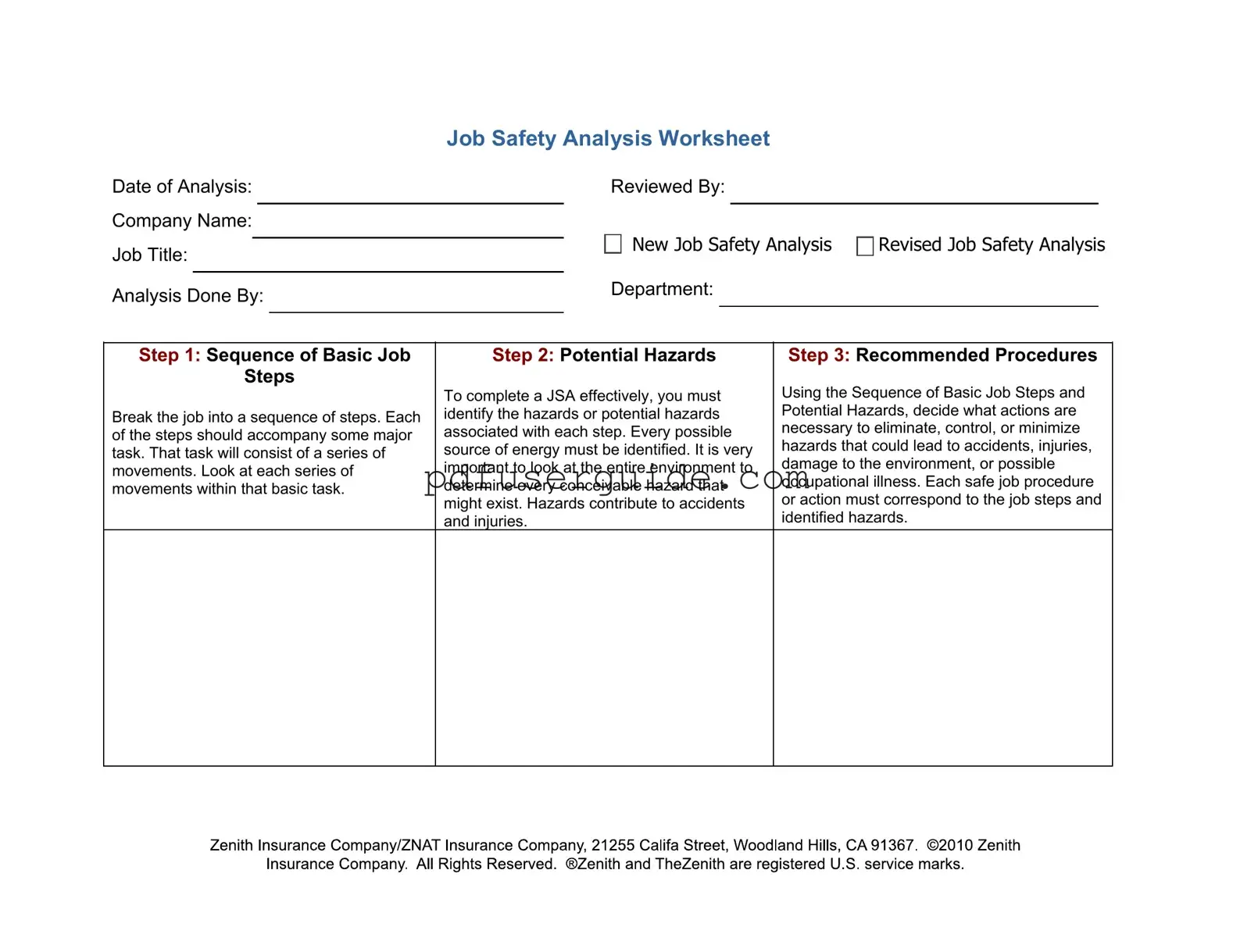 Free Job Hazard Analysis Form in PDF