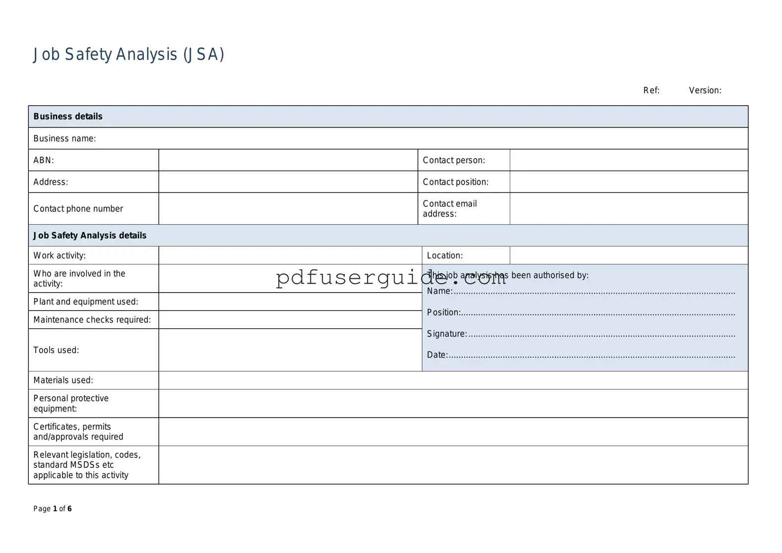 Free Jsa Form in PDF