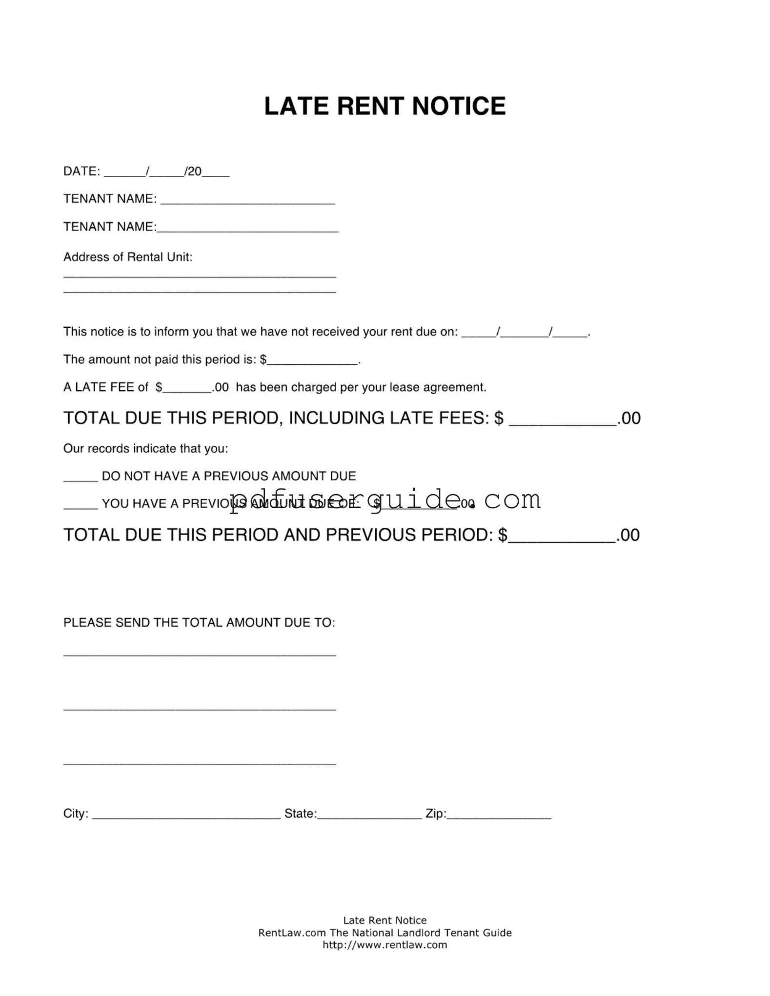 Free Late Rent Letter Form in PDF