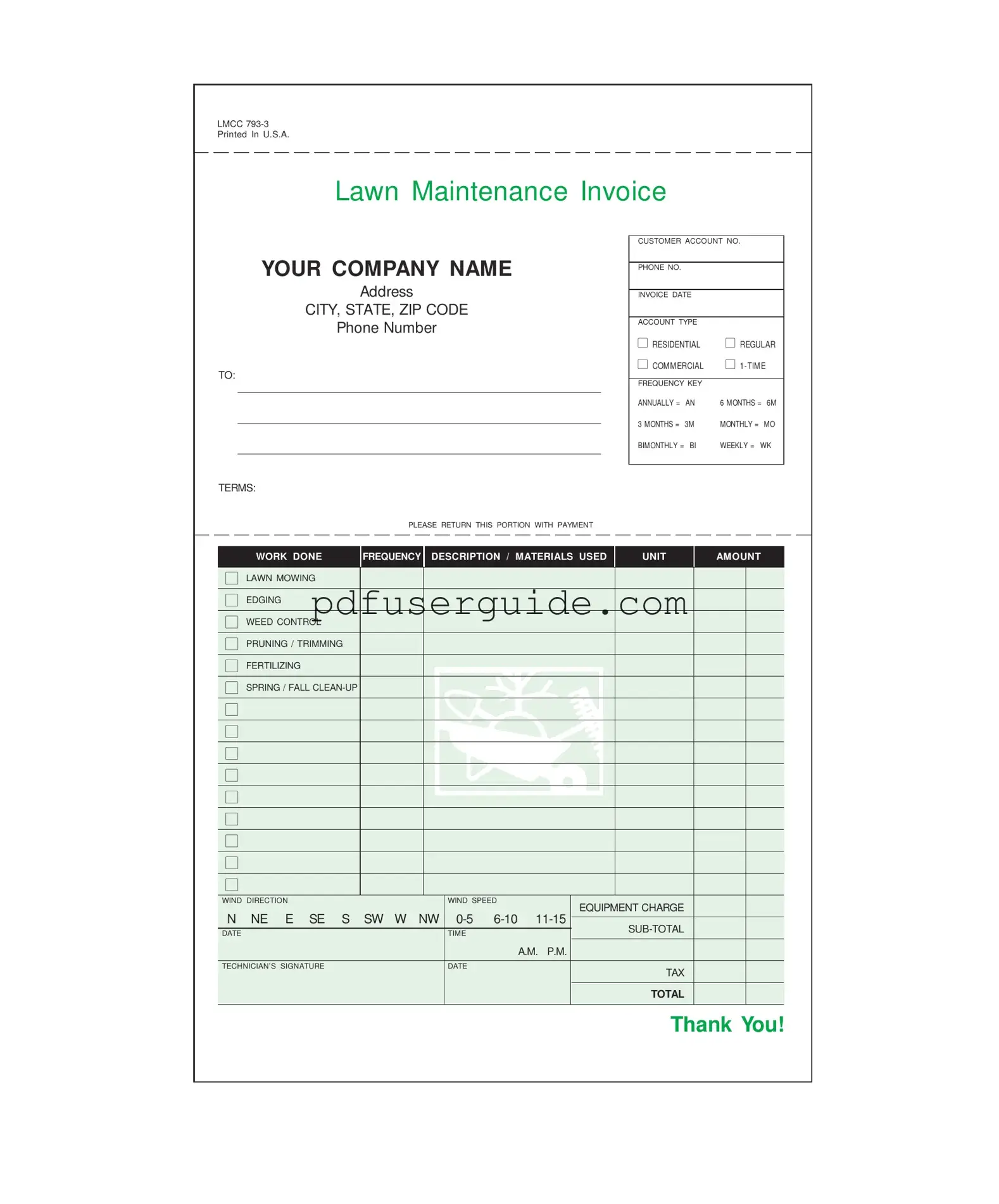 Free Lawn Maintenance Invoice Form in PDF