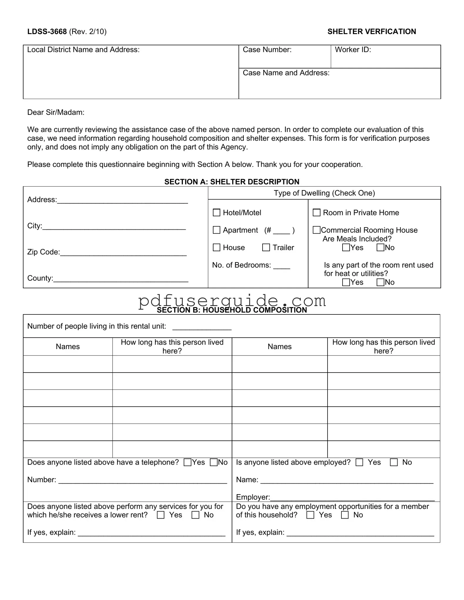 Free Ldss 3668 Form in PDF