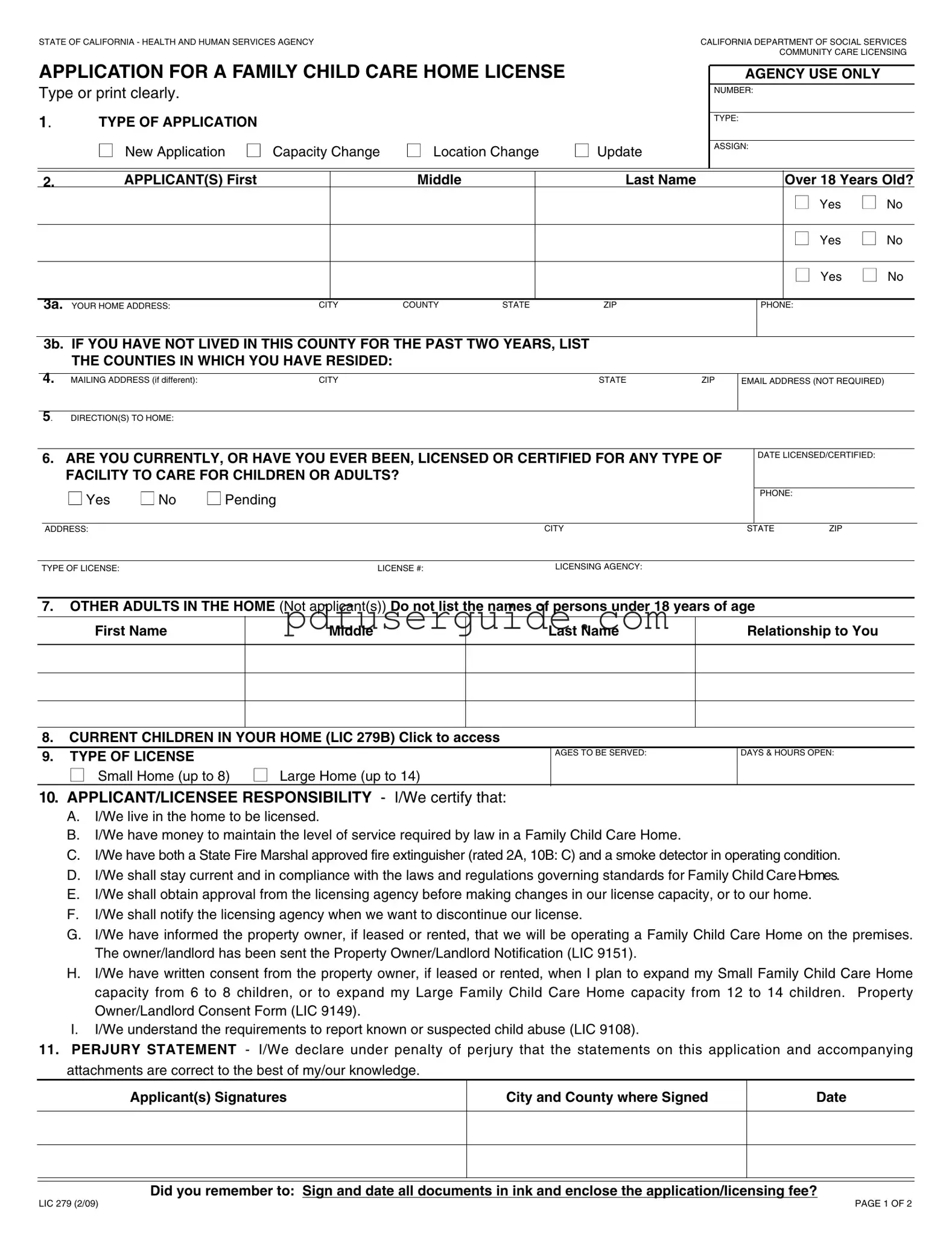 Free Lic 279 Form in PDF