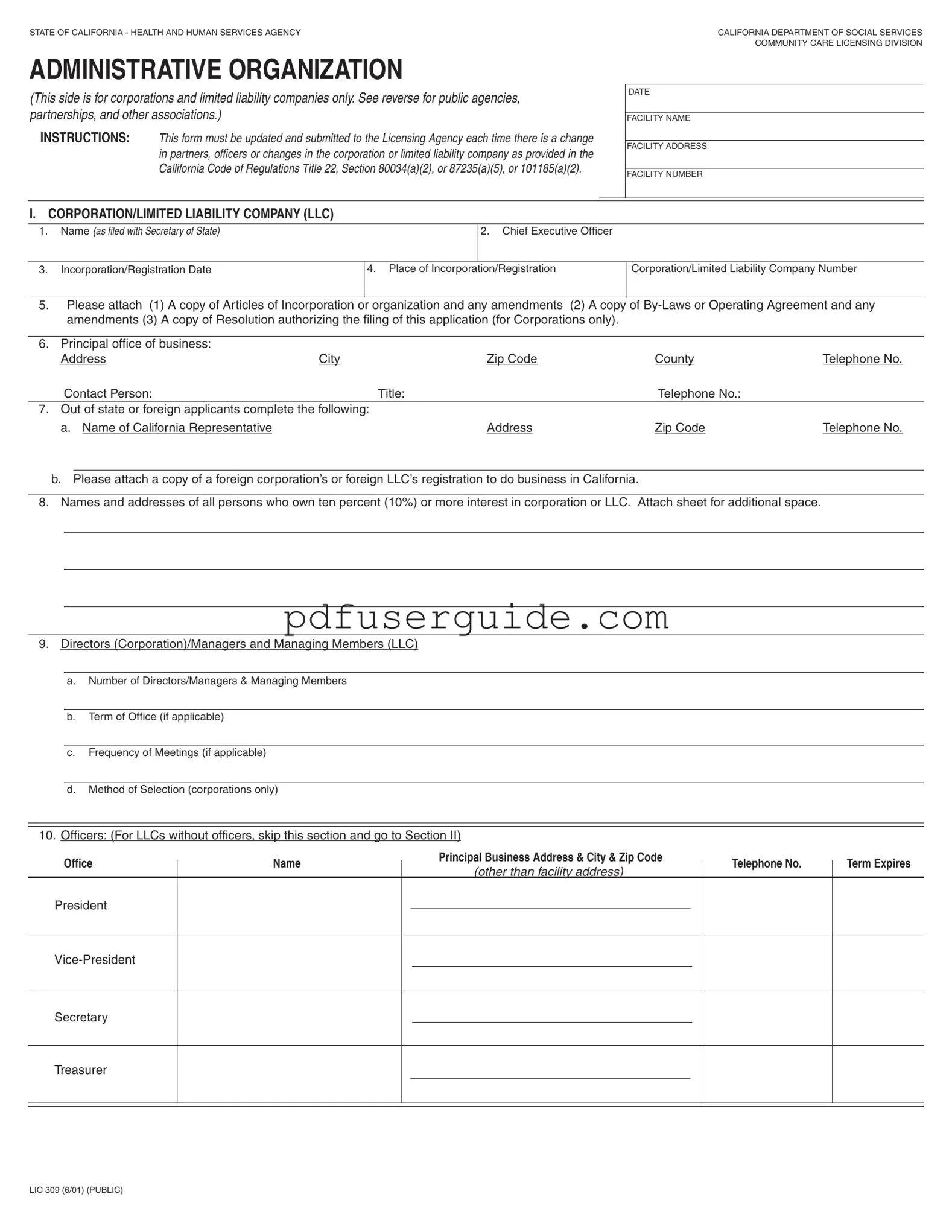 Free Lic 309 Form in PDF