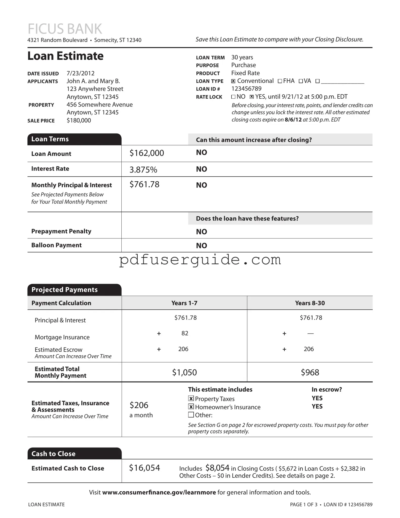 Free Loan Estimate Form in PDF