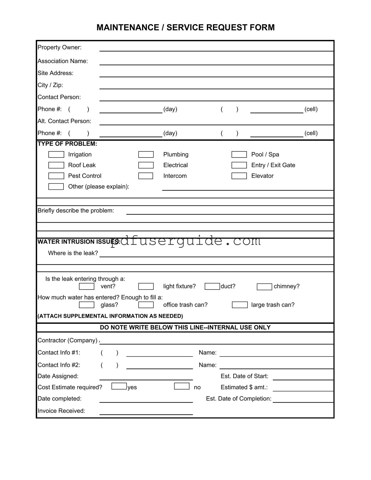 Free Maintenance Request Form in PDF