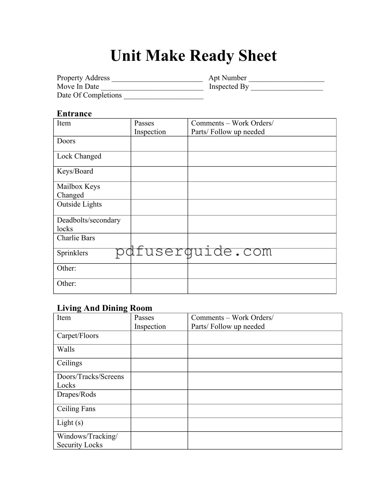 Free Make Ready Checklist Form in PDF