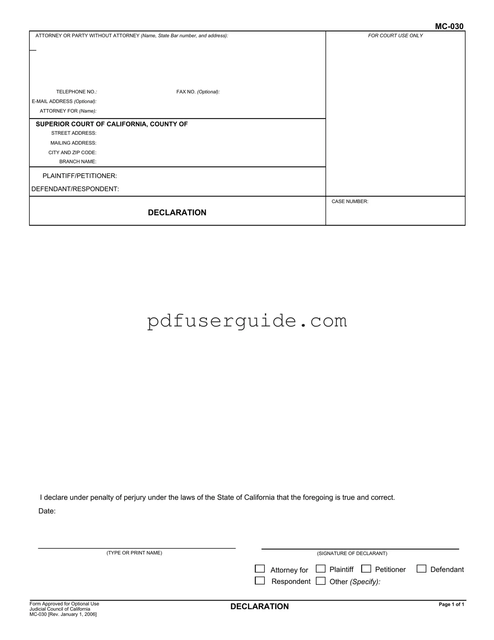 Free Mc 030 Form in PDF