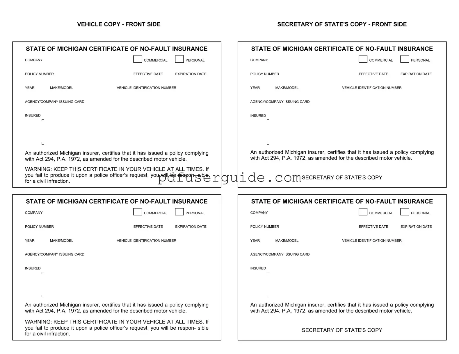 Free Michigan No Fault Insurance Form in PDF