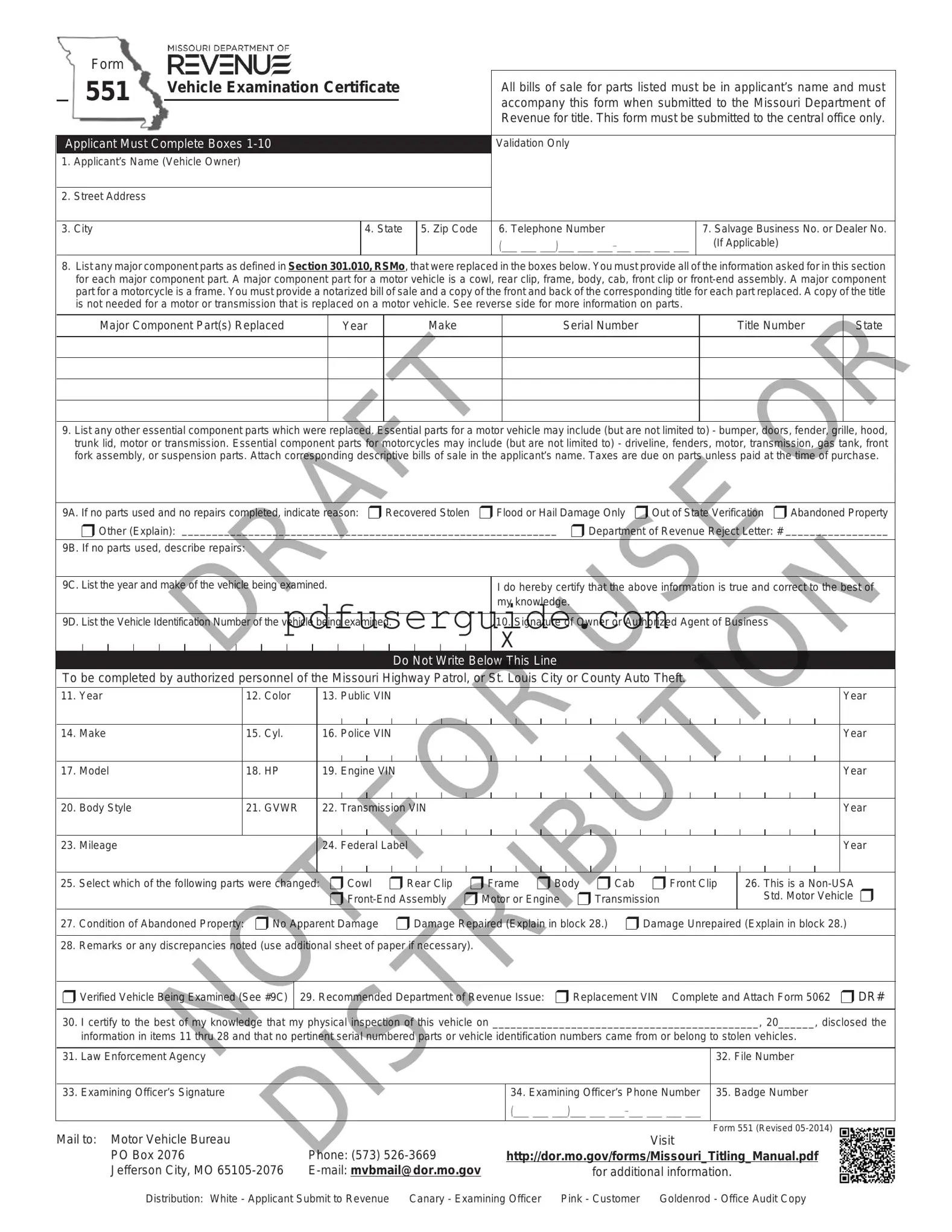Free Mo 551 Form in PDF