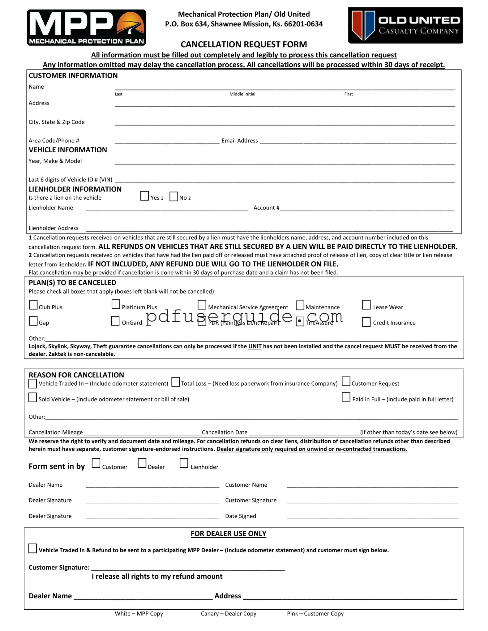 Free Mpp Cancellation Form in PDF