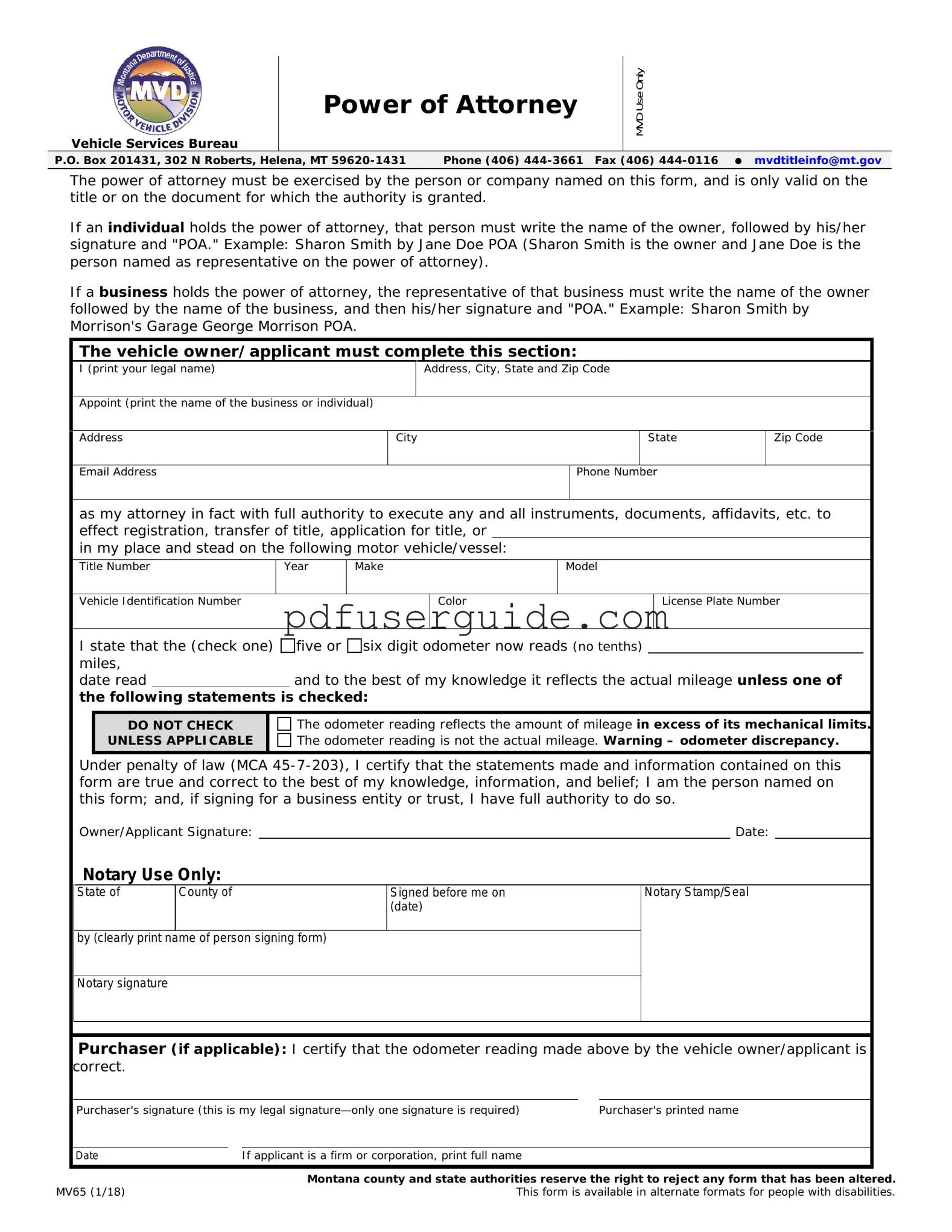 Free Mv 65 Form in PDF