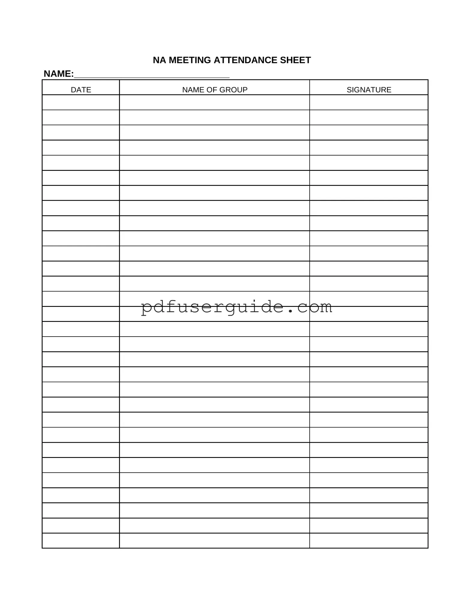 Free Na Meeting Sheet Form in PDF