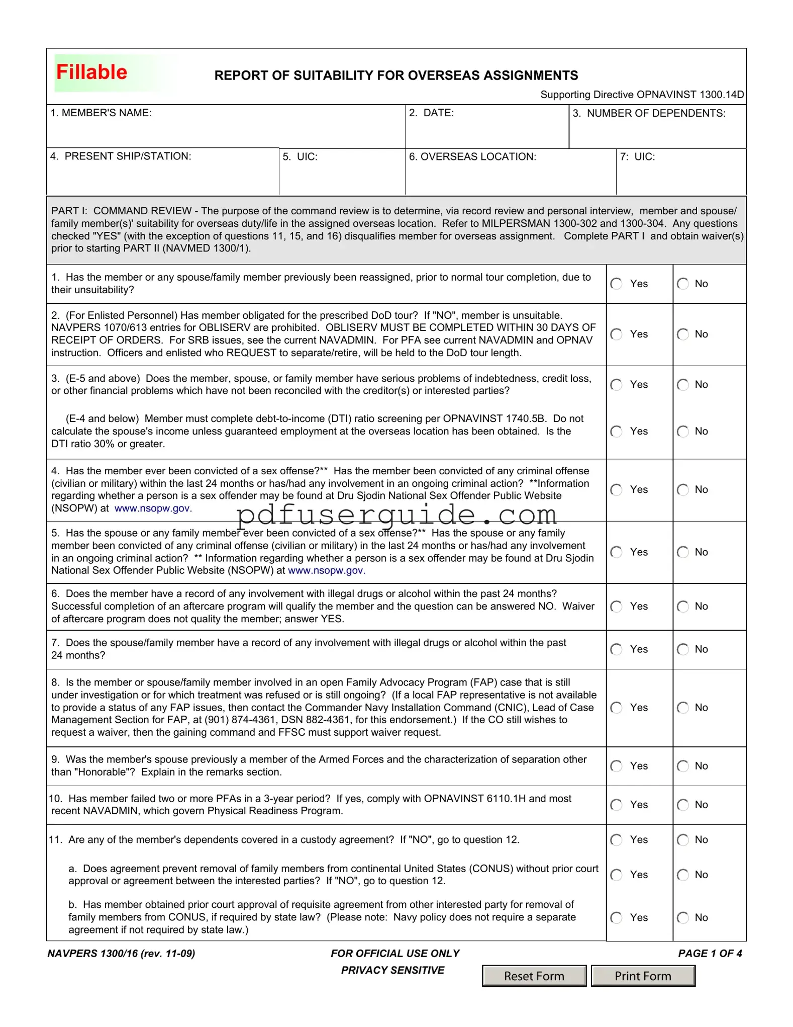 Free Navpers 1300 16 Form in PDF