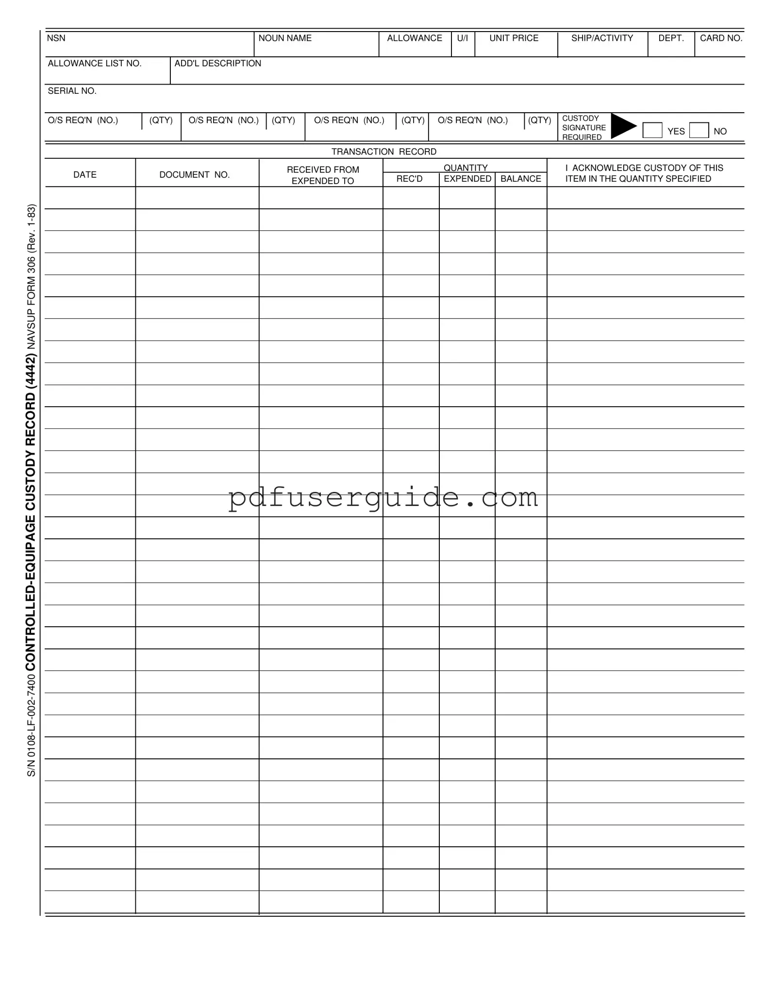 Free Navsup 306 Form in PDF