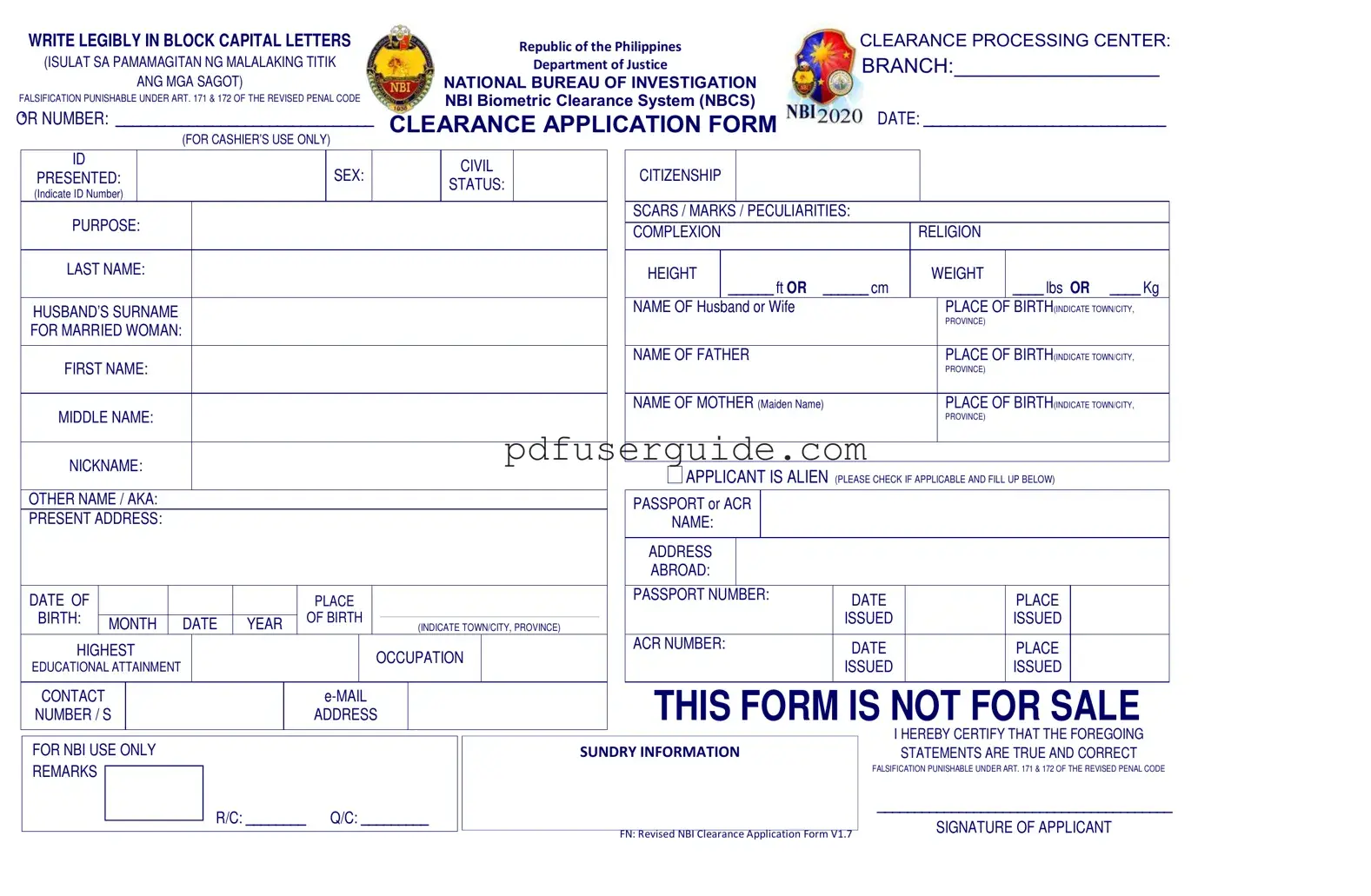 Free Nbi Clearance Form in PDF