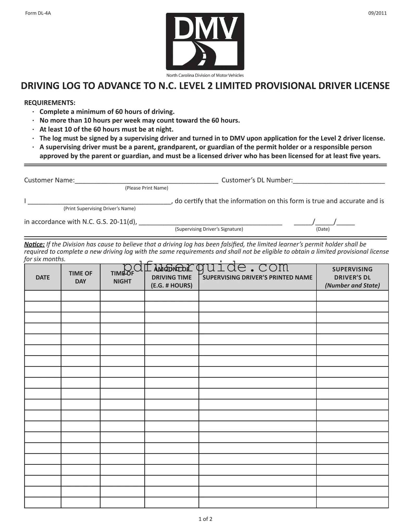 Free Nc Dl 4A Form in PDF