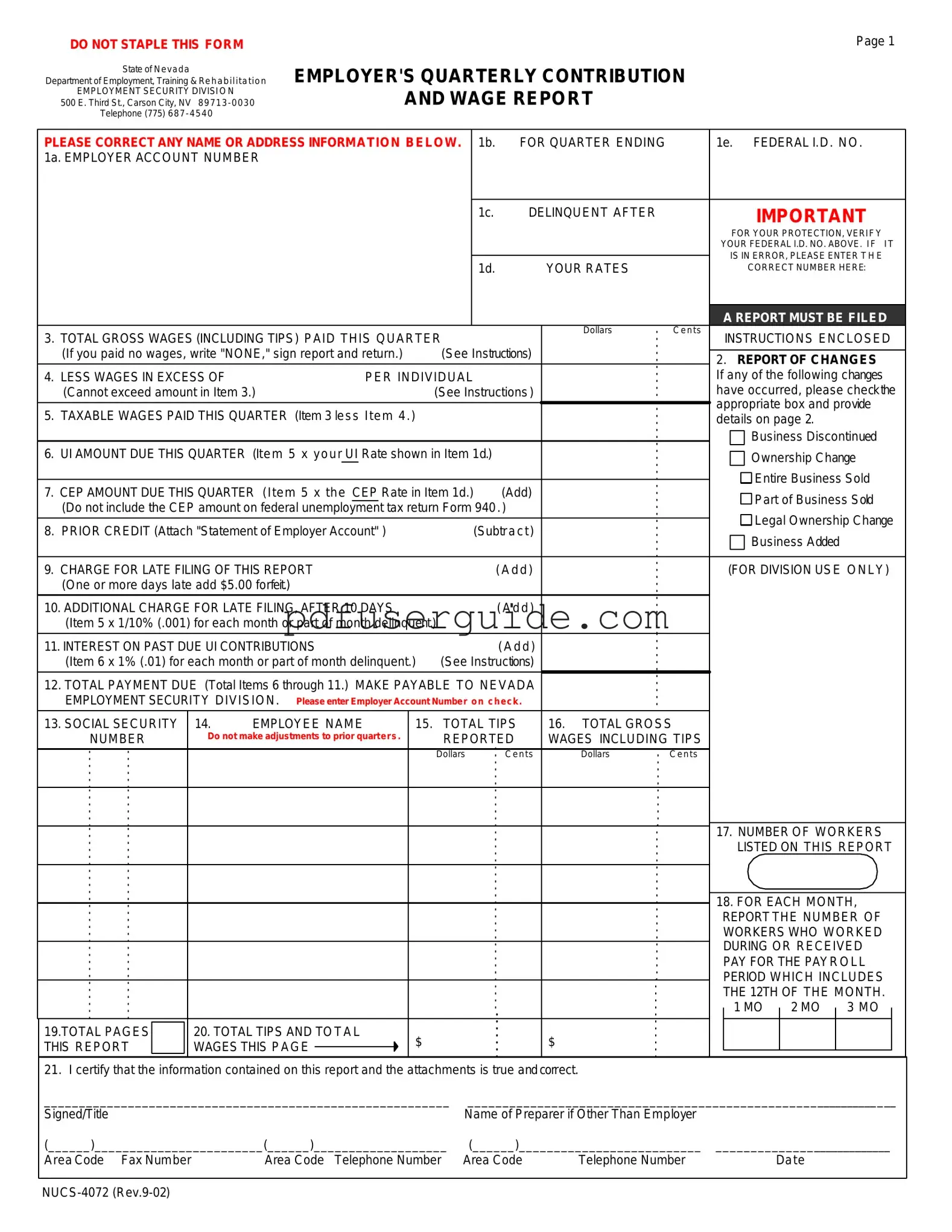 Free Nevada Nucs 4072 Form in PDF