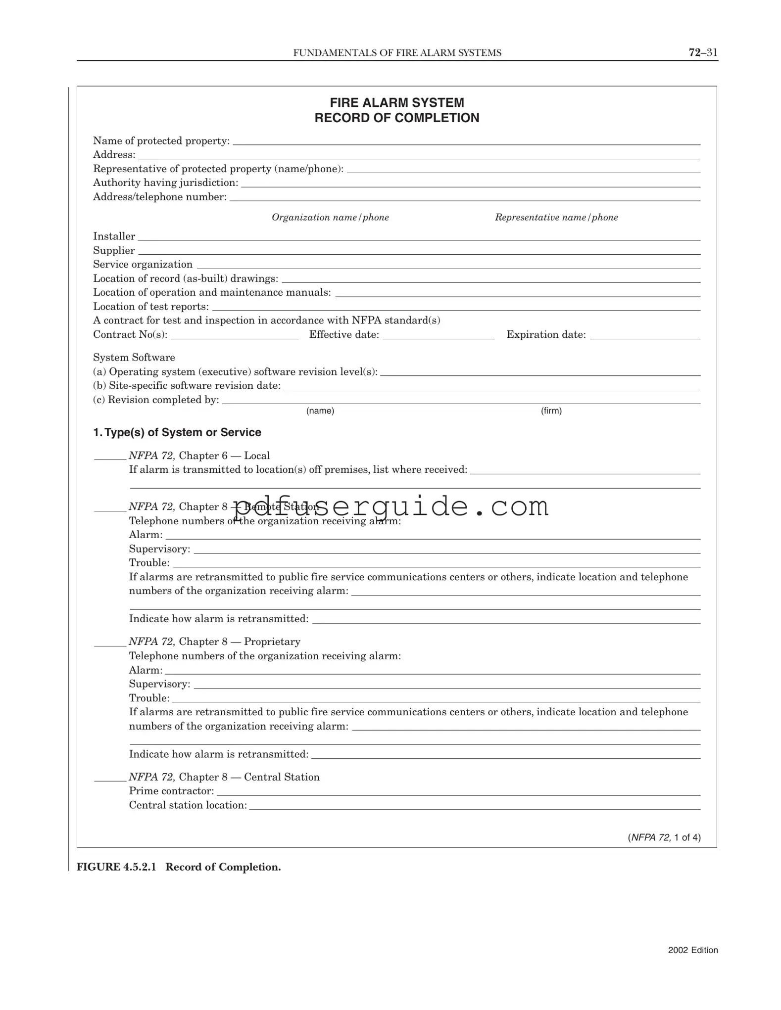 Free Nfpa Completion Record Form in PDF