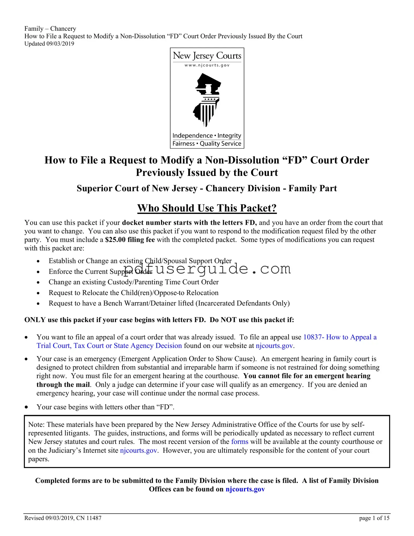 Free Nj Court 11487 Form in PDF