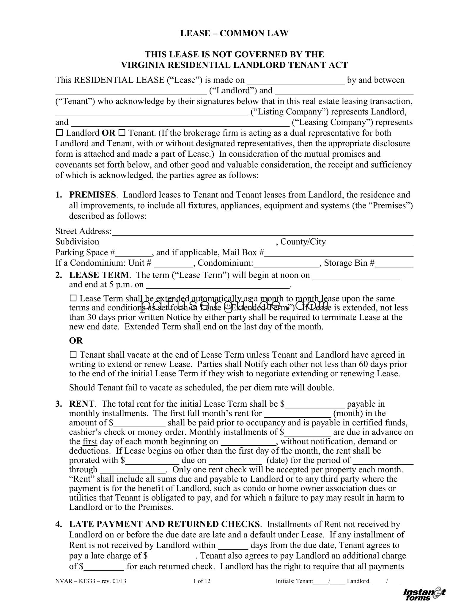 Free Nvar K1333 Form in PDF