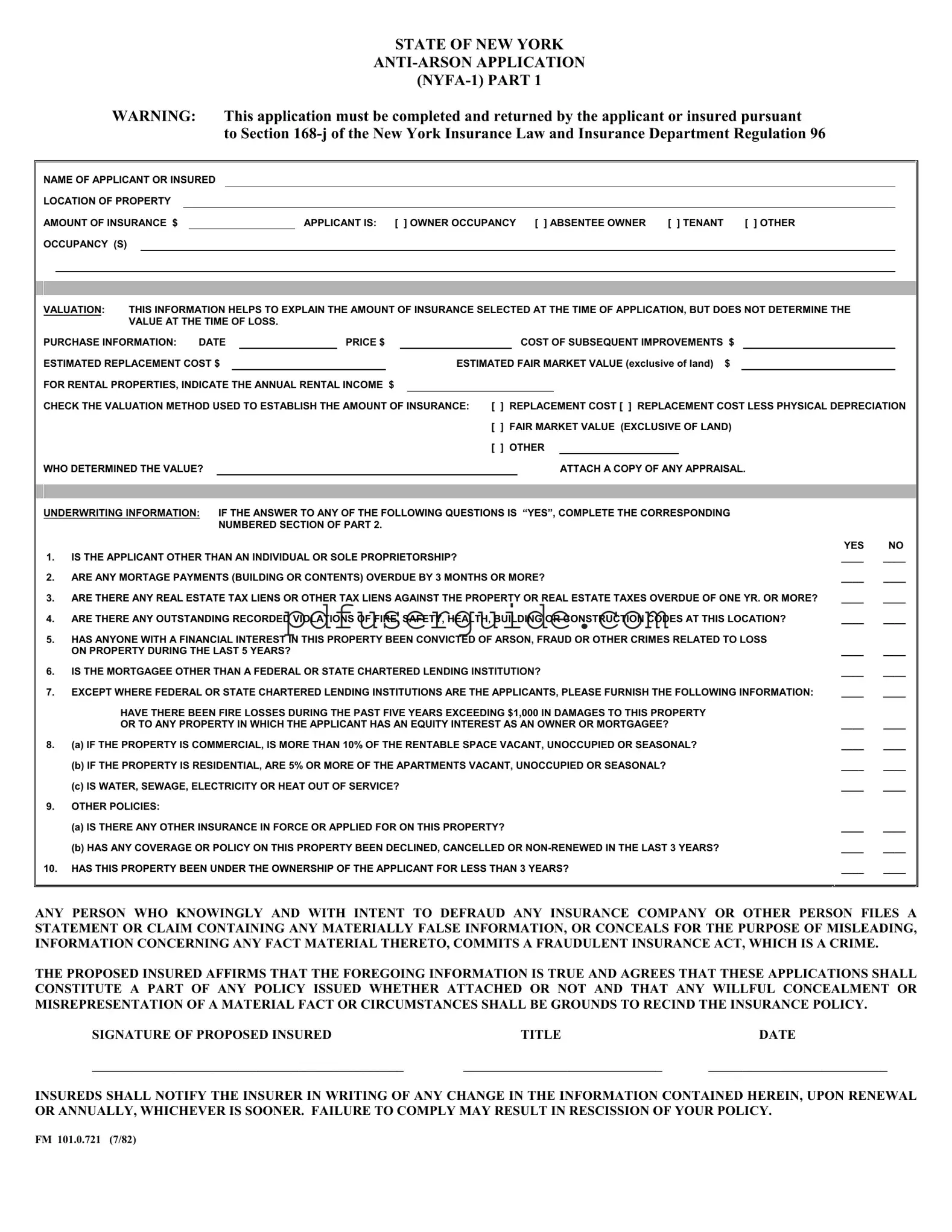 Free Ny Anti Arson Application Form in PDF
