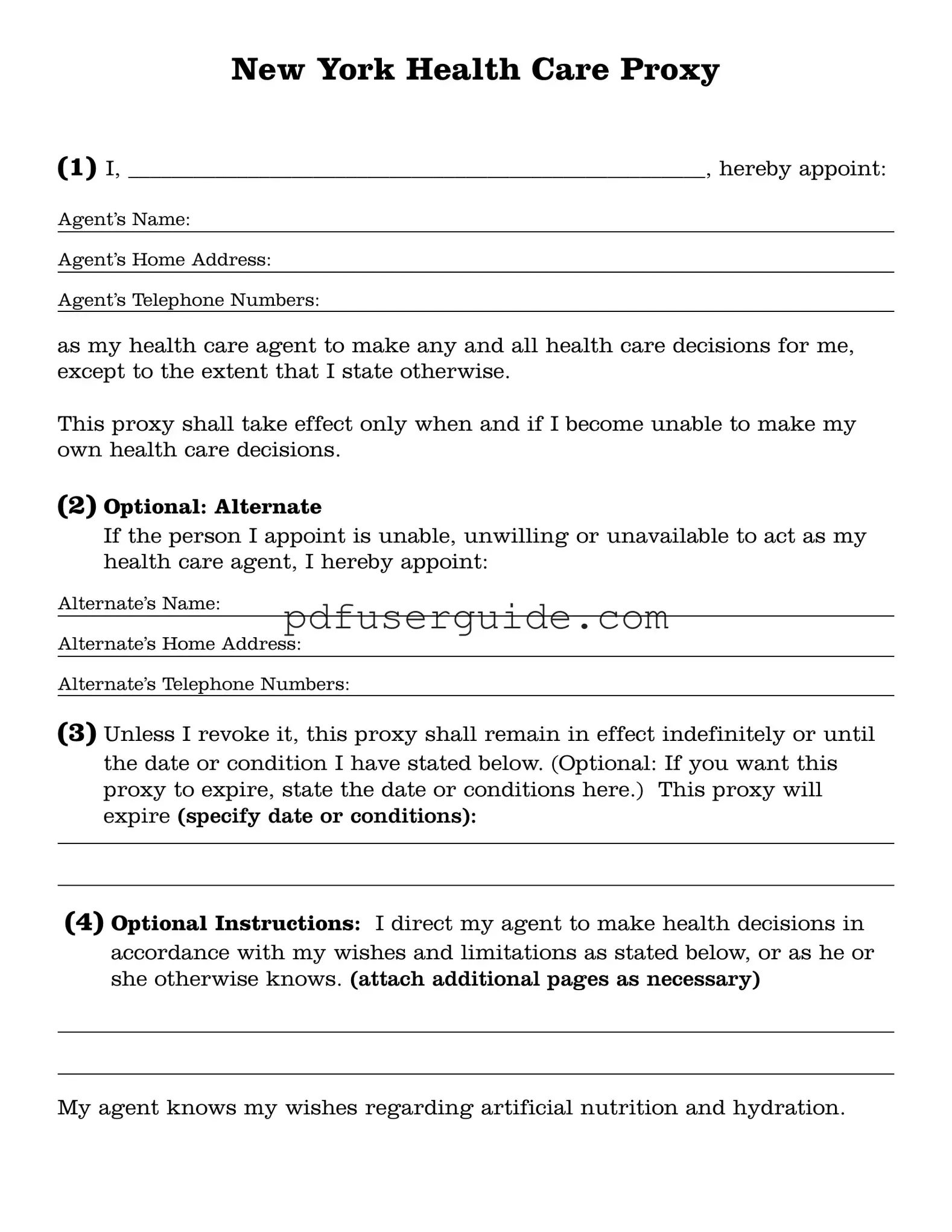 Free Ny Health Proxy Form in PDF