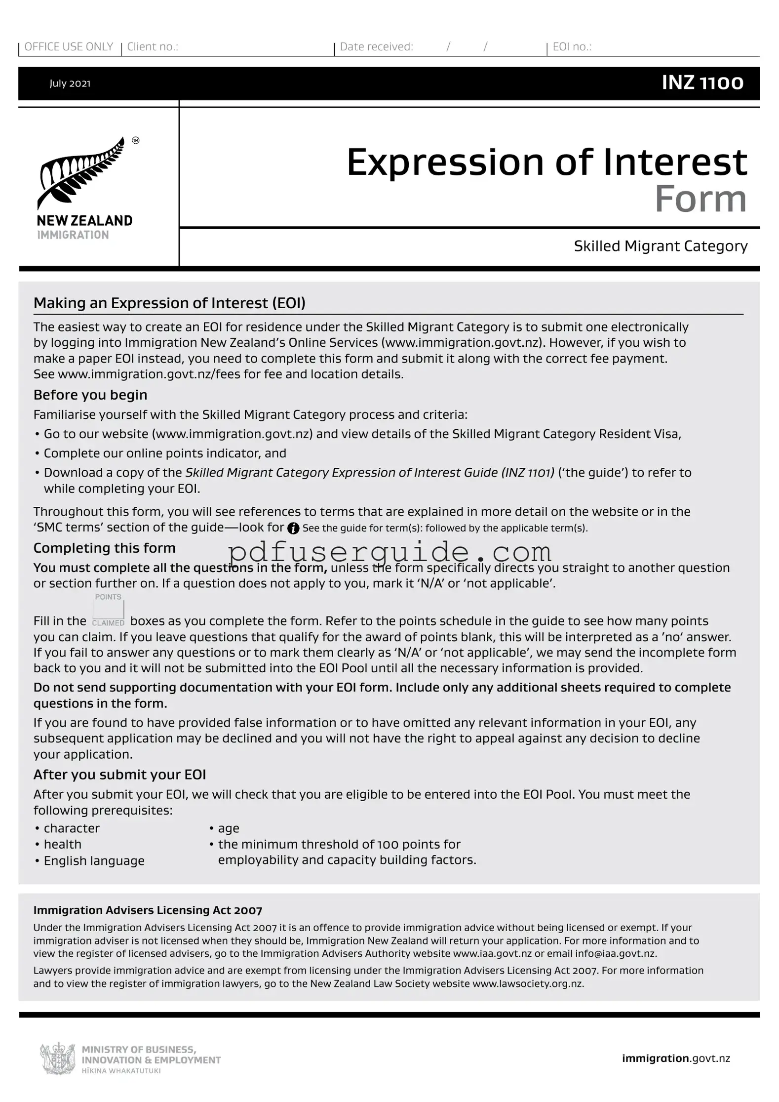 Free Nz Expression Interest Form in PDF