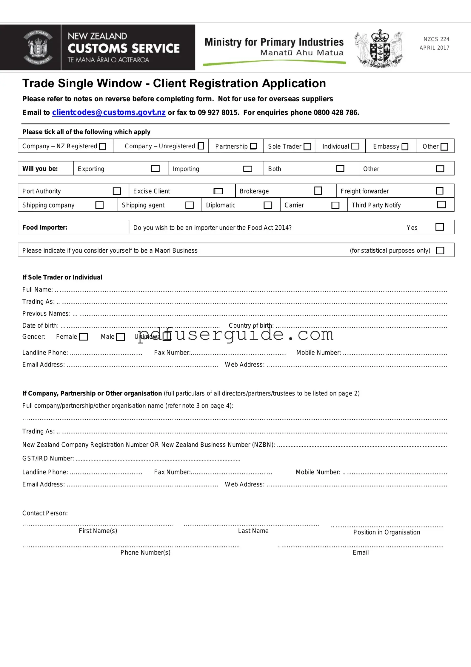 Free Nzcs 224 Form in PDF