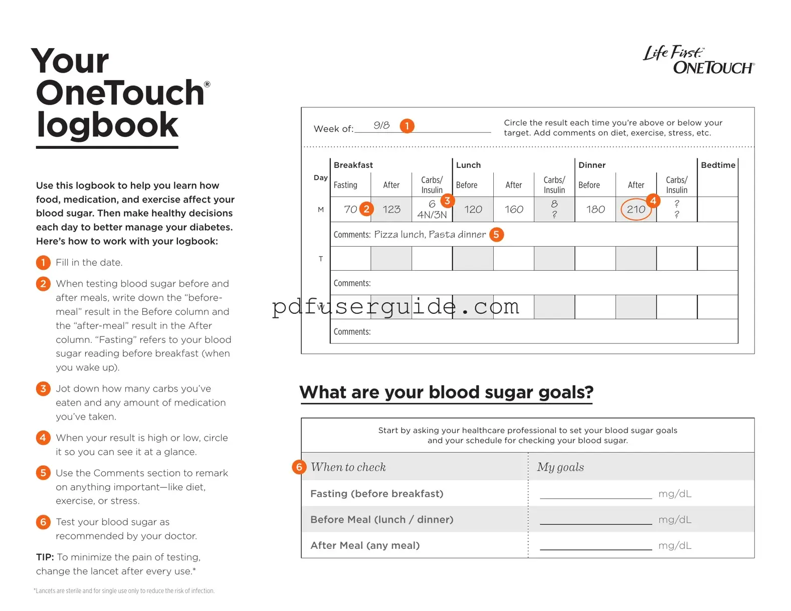 Free Onetouch Logbook Sheet Form in PDF
