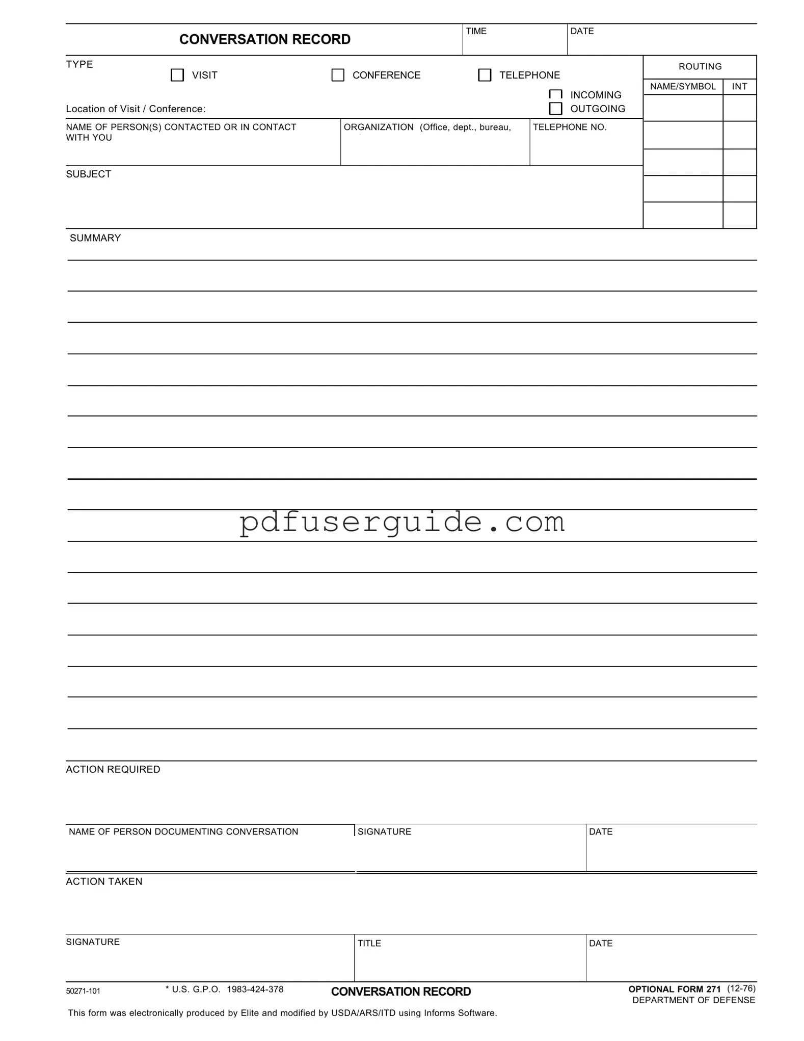 Free Optional 271 Form in PDF