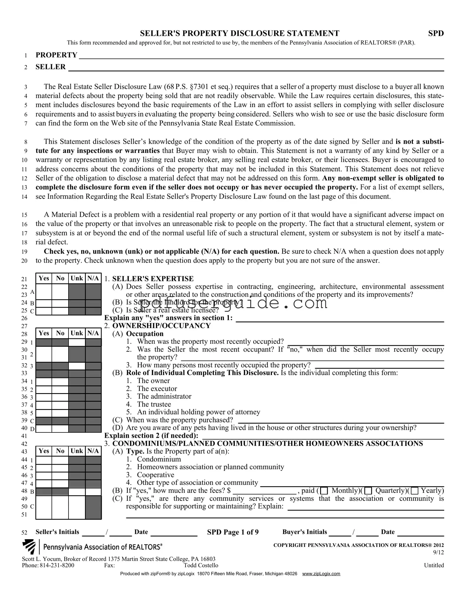 Free Pa Disclosure Form in PDF