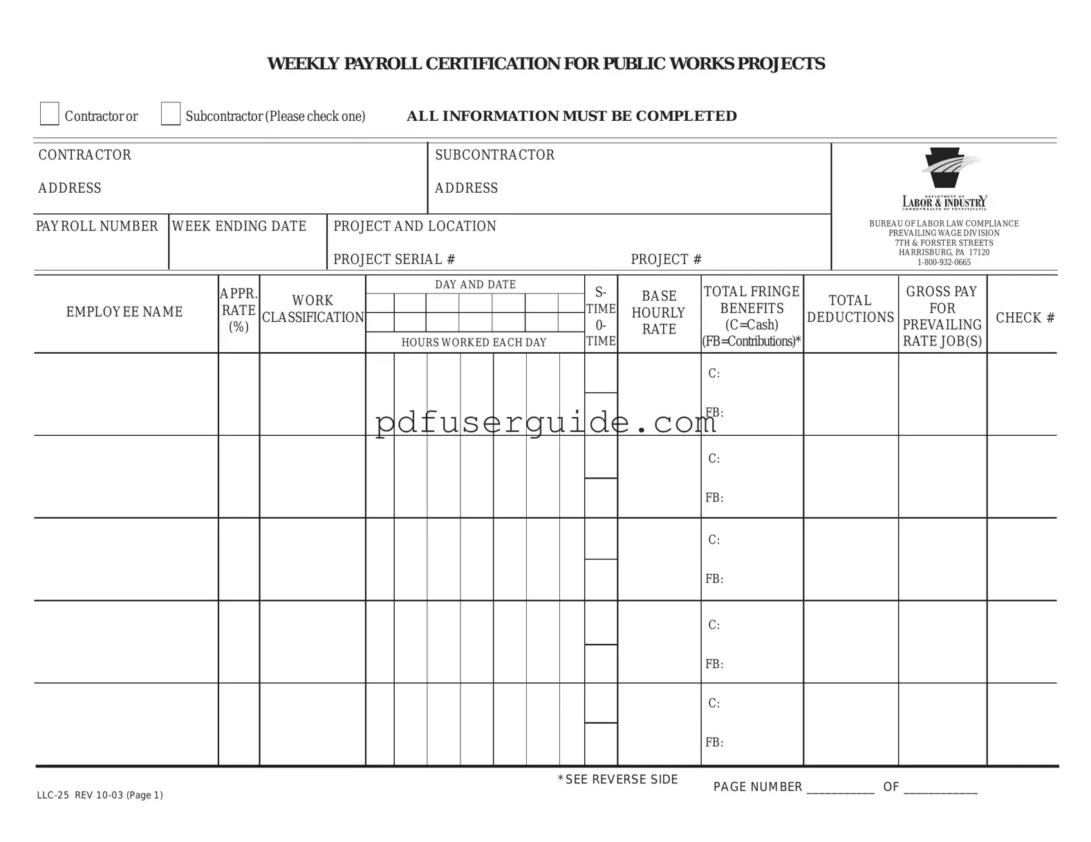 Free Pa Payroll Form in PDF