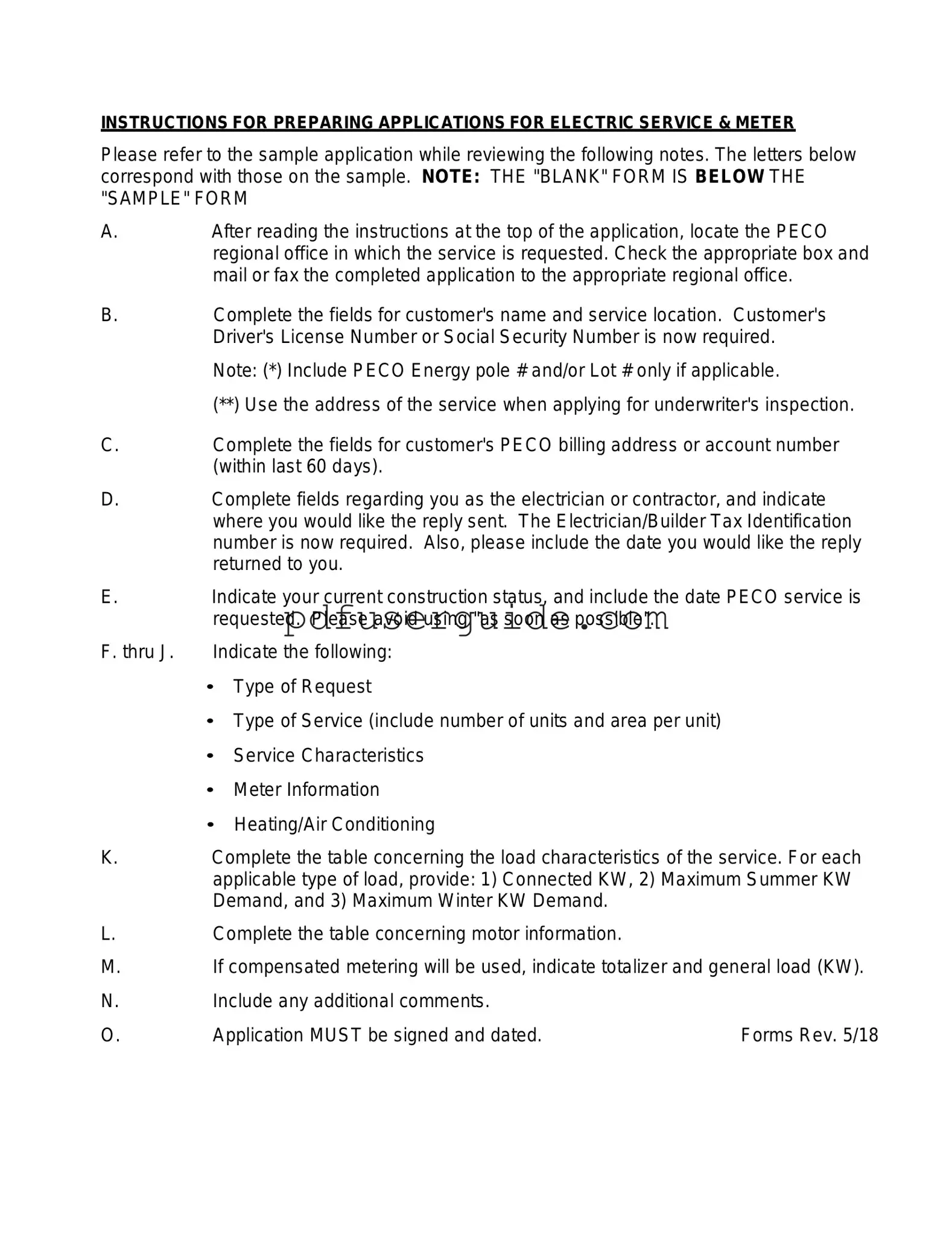 Free Peco Service And Meter Application Form in PDF