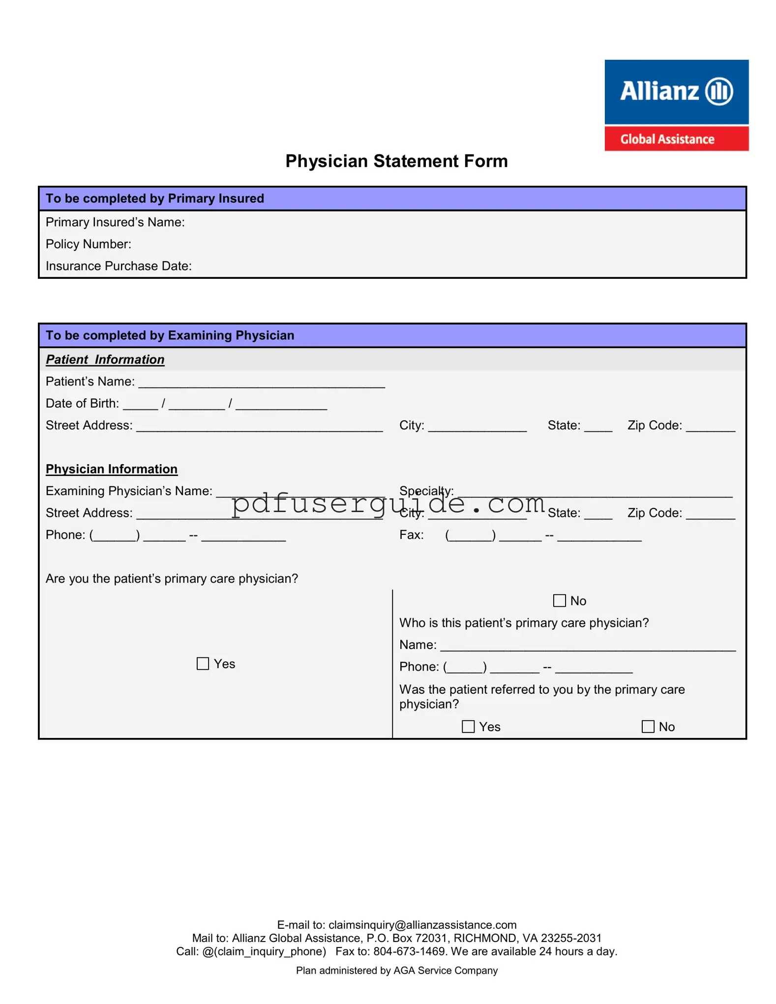Free Physician Statement Form in PDF