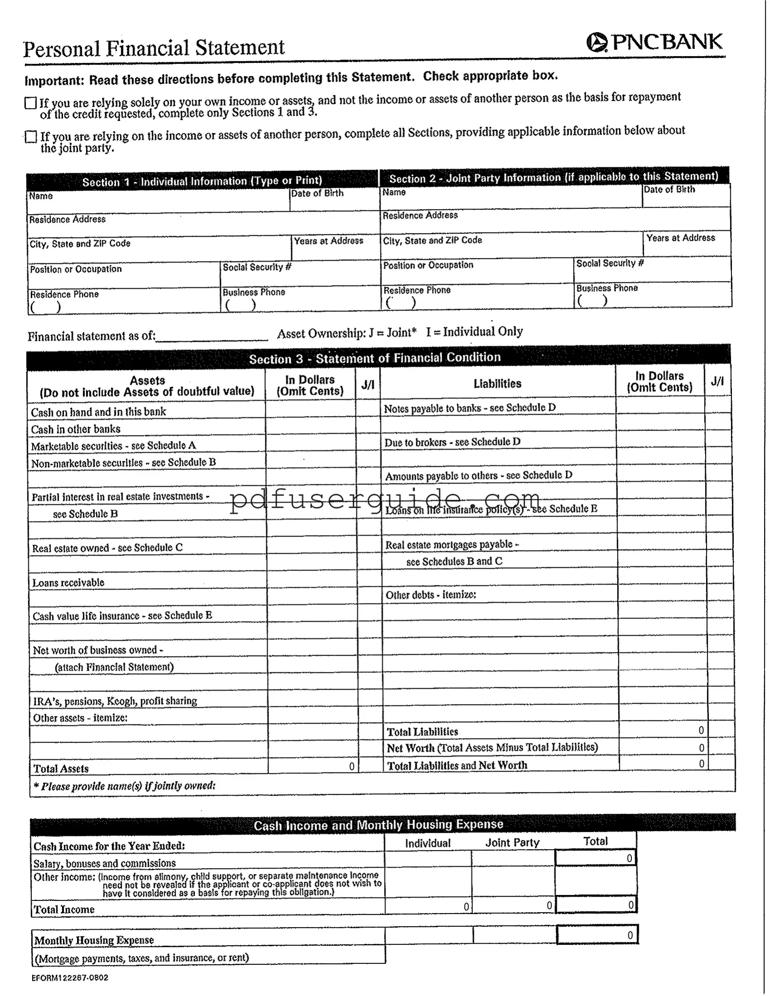 Free Pnc Bank Statement Form in PDF