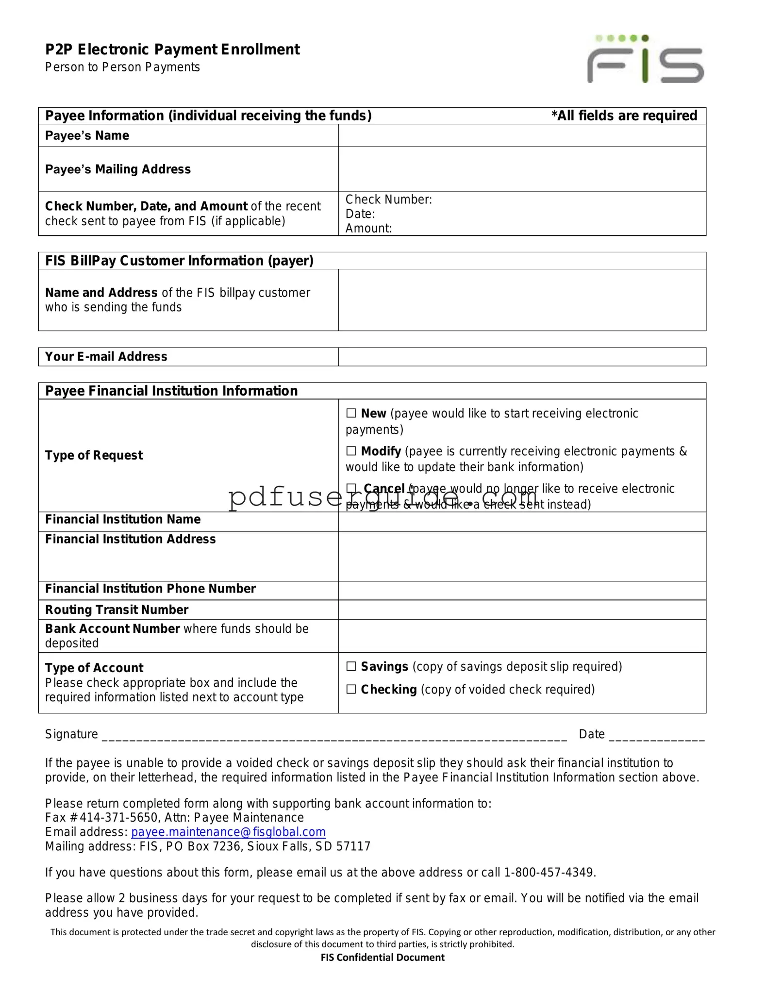 Free Po Box 7236 Sioux Falls Sd Form in PDF