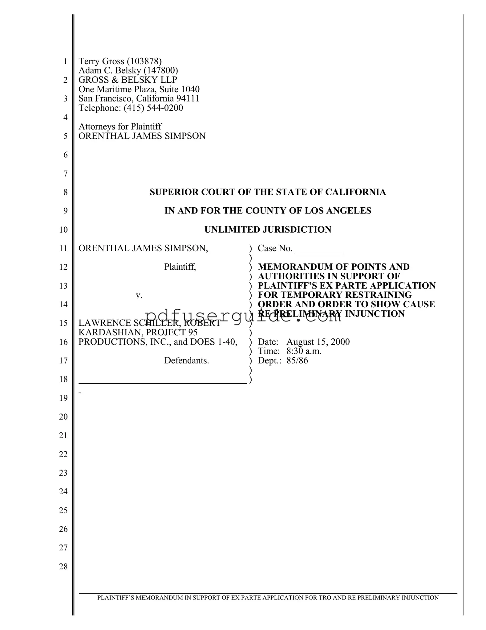 Free Points And Authorities Form in PDF