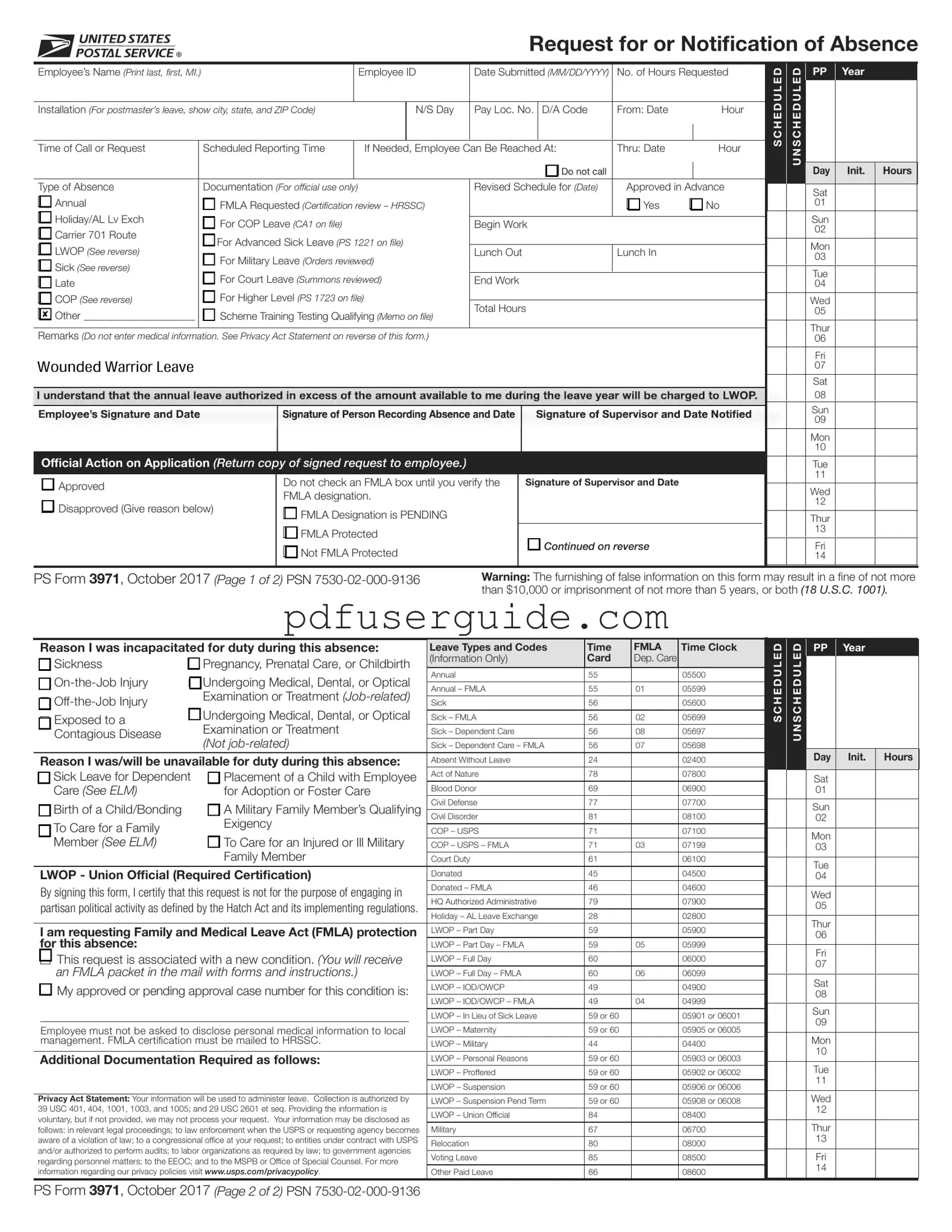 Free Ps 3971 Form in PDF